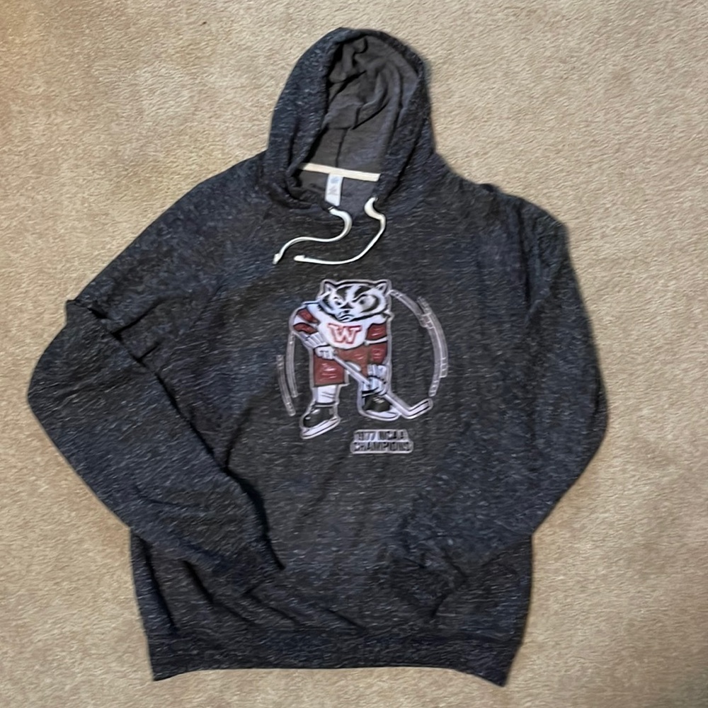 Large Wisconsin Badgers hoodie throwback. “1977 NCAA Champions”. Vintage Brand.